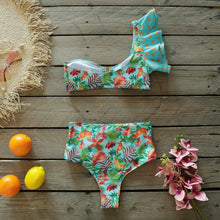 Load image into Gallery viewer, Two-Pieces Women  Push-Up Padded Bra Ruffles Bandage Bikini Set Swimsuit  Women's Bathing Suits Ruffles Flounce Bikini Sets Low Rise Two Piece Swimsuit Swimwear Bathing Suit Beachwear
