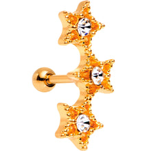 Load image into Gallery viewer, 18G Clear Gem Rose Gold Plated Star Trio Cartilage Tragus Earring
