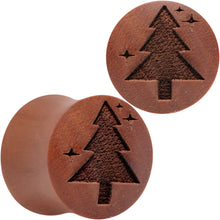 将图片加载到图库查看器，Organic Sawo Wood Christmas Tree Saddle Plug Set Sizes 8mm to 25mm
