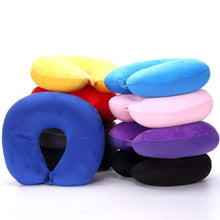 将图片加载到图库查看器，U Shaped Travel Pillow Particles Neck Car Plane Pillows Soft Cushion Home Outdoor Textile Memory Foam U-Shaped Pillow Slow Rebound Neck Pillow Nap Airplane Pillow Sleep With No Neck Pain Super Soft Memory Foam Neck Pillow Easy Washing With Removable Cover

