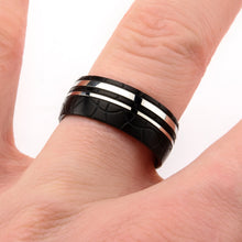 Load image into Gallery viewer, Mens Stainless Steel Black IP Patterned Stainless Steel Ring
