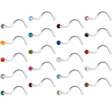 Load image into Gallery viewer, 20G 5/16 Multi Color Gem Steel Nose Screw 20 Pack Set
