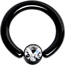 Load image into Gallery viewer, 10G 1/2 Clear Gem 5mm Disc Black BCR Captive Ring
