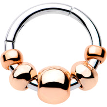 Load image into Gallery viewer, 5/16 Rose Gold Tone Chunky Beads Hinged Segment Ring Circular Barbell
