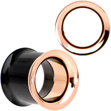 Load image into Gallery viewer, Black Rose Gold PVD Two Tone Screw Fit Tunnel Plug Set 3mm to 16mm
