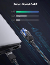 将图片加载到图库查看器，Elegant Black Ethernet Cable CAT8 40Gbps 2000MHz CAT 8 Networking Nylon Braided Internet LAN Network Cable With Gold Silver Plated RJ45 Connector Cord For Router TV
