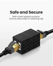 Load image into Gallery viewer, Elegant Small RJ45 Network Coupler Connector Cat7/6/5e Ethernet Adapter 8P8C Network Extender Extension Cable For Ethernet Cable Adapter Female To Female Black
