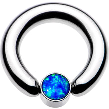 Load image into Gallery viewer, 6G 1/2 Aqua Faux Opal 6mm Disc BCR Captive Ring
