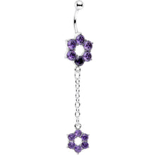 将图片加载到图库查看器，Pretty Purple Gem Sway with the Wind Flower Dangle Belly Ring
