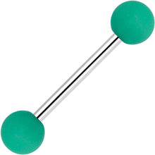 Load image into Gallery viewer, Green Silicone Coated Acrylic Ball End Barbell Tongue Ring
