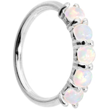 Load image into Gallery viewer, 18G White Synthetic Opal 14k White Gold Seamless Circular Ring
