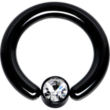 将图片加载到图库查看器，8G 1/2 Clear Gem 5mm Disc Black BCR Captive Ring
