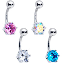 Load image into Gallery viewer, Blue Purple Aurora Clear CZ Gem Belly Ring Set of 4
