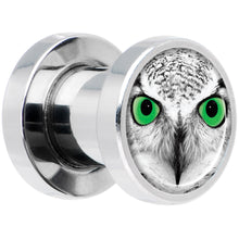 Load image into Gallery viewer, Black White Owl Steel Screw Fit Plug Set 2G
