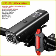 Load image into Gallery viewer, Ultra Bright Bicycle Light USB Rechargeable LED Bike Headlight Waterproof Bike Flashlight USB Rechargeable Bike Lights Front And Back 8 LED Bicycle Lights Front 5 Light Modes 15-30 Hours Working Time
