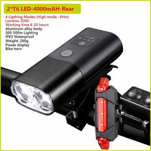 Load image into Gallery viewer, Ultra Bright Bicycle Light USB Rechargeable LED Bike Headlight Waterproof Bike Flashlight USB Rechargeable Bike Lights Front And Back 8 LED Bicycle Lights Front 5 Light Modes 15-30 Hours Working Time
