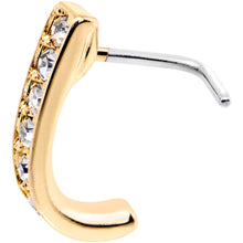 Load image into Gallery viewer, 20G Clear CZ Sleek Gold Tone Faux Hoop L Shaped Nose Ring

