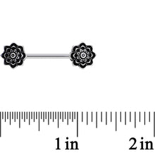 Load image into Gallery viewer, 14G 5/8 Symmetric Black Lotus Flower Nipple Babell Set
