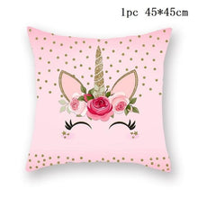 Load image into Gallery viewer, Unicorn Cushion Cover Decor Sofa Cushion Case Bed Pillow Cover Home Party Decoration Unicorn Birthday Decor Pillow Covers Cute Girls Pillow Beautiful Pink Girl Pillow Case
