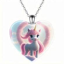 Load image into Gallery viewer, Unicorn Heart-Shaped Crystal Pendant Necklace
