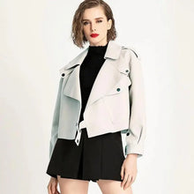Load image into Gallery viewer, Unique Design Faux Leather Jacket Women Loose Soft Vintage Motorcycle Biker Coat Short Pu Leather Coat Female Punk Autumn Streetwear Outwear
