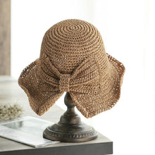 Load image into Gallery viewer, Unique Fashionable Bow Sun Hat Wide Floppy Summer Hats For Women Beach Straw Modern Bucket Hat Women's Summer Foldable Wide Breathable Outdoor Sun Hat
