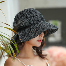Load image into Gallery viewer, Unique Fashionable Bow Sun Hat Wide Floppy Summer Hats For Women Beach Straw Modern Bucket Hat Women's Summer Foldable Wide Breathable Outdoor Sun Hat

