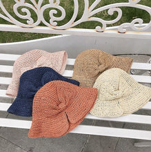 Load image into Gallery viewer, Unique Fashionable Bow Sun Hat Wide Floppy Summer Hats For Women Beach Straw Modern Bucket Hat Women's Summer Foldable Wide Breathable Outdoor Sun Hat
