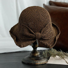 Load image into Gallery viewer, Unique Fashionable Bow Sun Hat Wide Floppy Summer Hats For Women Beach Straw Modern Bucket Hat Women's Summer Foldable Wide Breathable Outdoor Sun Hat
