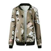 Load image into Gallery viewer, Unique Nature Design Women's jackets Floral Printed Ladies Zipper Up Bomber Outwear Spring Long Sleeve Short Thin Slim Casual Pocket Biker Coats
