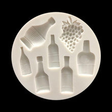 Load image into Gallery viewer, Unique Silicone Red Wine Bottle Grape Shape Silicone Mold Fondant Cake Mold Baking Tools Very Small Cute Wine Bottle Grape Pot For Cake Fondant Baking Biscuit Tray

