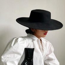 Load image into Gallery viewer, Unique Style Fedora Hats For Women Retro New Trendy Wide Brim Cap For Summer Party Women's Hat Big Fedora Hat Luxury Wedding Hats Flat Top Hat
