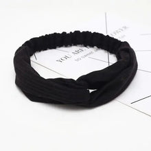 将图片加载到图库查看器，Unique Style Women's Soft Solid Print Headbands Vintage Cross Knot Elastic Hairbands Bandanas Girls Hair Bands Hair Accessories
