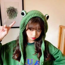 Load image into Gallery viewer, Unisex Balaclava Monster Shrek Hat Wool Winter Knitted Hats Green Party Funny Beanie Skellies Cap for Women Men Pure Handmade Neckerchief with Drawstring Soft Balaclava Pullover Knitted Beanie for Adults Men Women Ski Caps

