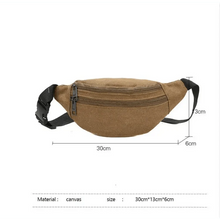 Load image into Gallery viewer, Unisex Casual Canvas Waist Bag Functional Comfortable Waist Bag Classic Waterproof Cross Body Traveling Bag
