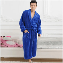 将图片加载到图库查看器，Unisex Comfortable Fleece Soft Bathrobes Elegant Sleepwear For Men And Women Winter Indoor Warm Bathrobe
