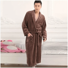 将图片加载到图库查看器，Unisex Comfortable Fleece Soft Bathrobes Elegant Sleepwear For Men And Women Winter Indoor Warm Bathrobe

