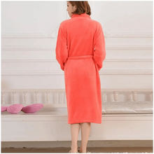 将图片加载到图库查看器，Unisex Comfortable Fleece Soft Bathrobes Elegant Sleepwear For Men And Women Winter Indoor Warm Bathrobe

