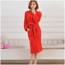 将图片加载到图库查看器，Unisex Comfortable Fleece Soft Bathrobes Elegant Sleepwear For Men And Women Winter Indoor Warm Bathrobe
