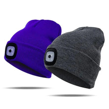 Load image into Gallery viewer, Unisex Fashion LED Light Knitted Hat For Men Women Trendy Elastic Beanie Cap Headlamp Winter Knit Lighted Headlight Headlamp Cap
