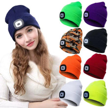 Load image into Gallery viewer, Unisex Fashion LED Light Knitted Hat For Men Women Trendy Elastic Beanie Cap Headlamp Winter Knit Lighted Headlight Headlamp Cap
