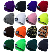 Load image into Gallery viewer, Unisex Fashion LED Light Knitted Hat For Men Women Trendy Elastic Beanie Cap Headlamp Winter Knit Lighted Headlight Headlamp Cap
