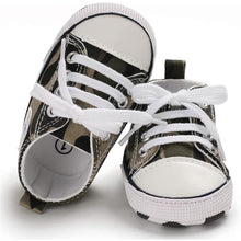 Load image into Gallery viewer, Unisex High Top Sneaker Soft Anti-Slip Sole Newborn Infant Denim Shoes
