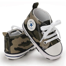 Load image into Gallery viewer, Unisex High Top Sneaker Soft Anti-Slip Sole Newborn Infant Denim Shoes
