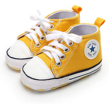 Load image into Gallery viewer, Unisex High Top Sneaker Soft Anti-Slip Sole Newborn Infant Denim Shoes
