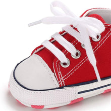 Load image into Gallery viewer, Unisex High Top Sneaker Soft Anti-Slip Sole Newborn Infant Denim Shoes

