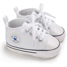 Load image into Gallery viewer, Unisex High Top Sneaker Soft Anti-Slip Sole Newborn Infant Denim Shoes
