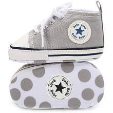 Load image into Gallery viewer, Unisex High Top Sneaker Soft Anti-Slip Sole Newborn Infant Denim Shoes
