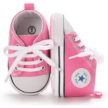 Load image into Gallery viewer, Unisex High Top Sneaker Soft Anti-Slip Sole Newborn Infant Denim Shoes
