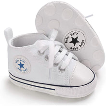Load image into Gallery viewer, Unisex High Top Sneaker Soft Anti-Slip Sole Newborn Infant Denim Shoes
